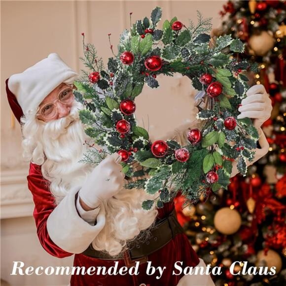 20 Inch Christmas Wreath for Front Door, Winter Wreath with Pine Needles - Picture 12 of 14